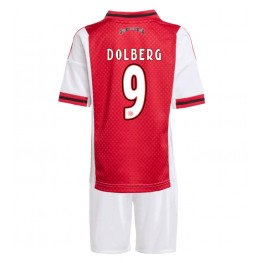 Ajax Kasper Dolberg #9 Thuis tenue Kids 2025-26 Korte Mouw (+ Korte broeken)